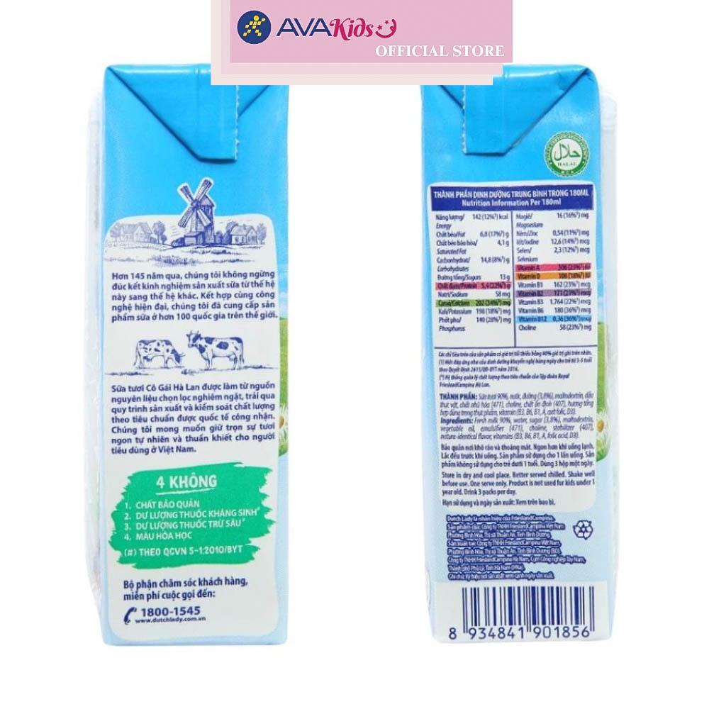 Lốc 4 hộp sữa tươi tiệt trùng Dutch Lady có đường 180 ml (từ 1 tuổi)