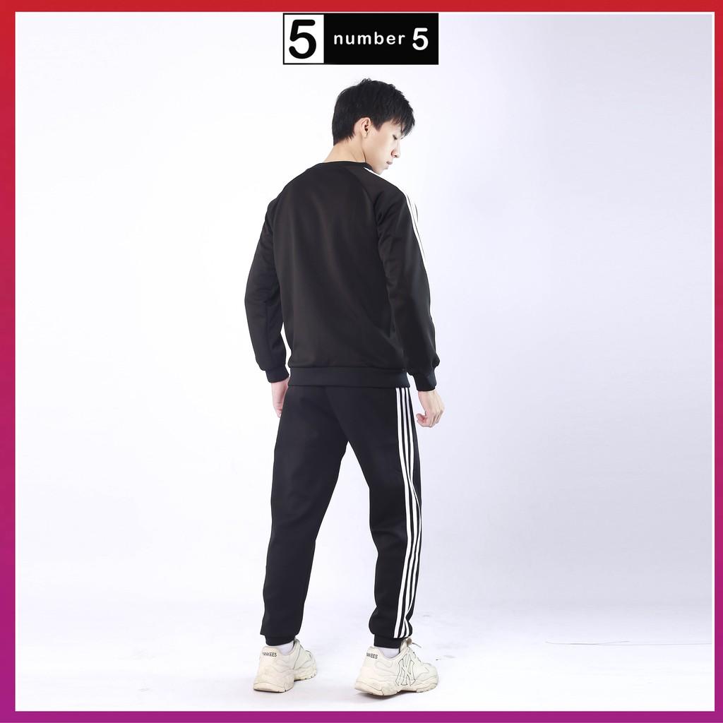 Bộ quần áo thể thao nam NUMBER5 Bộ khoác nỉ nam kẻ sọc có khóa kéo 3 màu