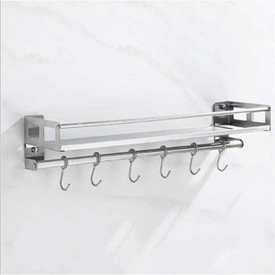 Kệ dán tường đựng gia vị đa năng kèm 6 móc