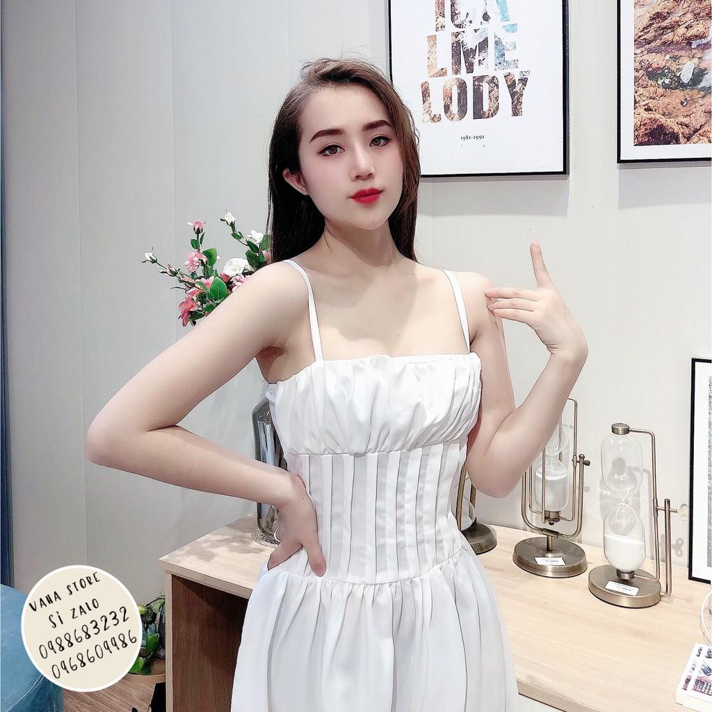 Váy Hai Dây Nhúm Ngực Dáng Xòe Xinh Xắn