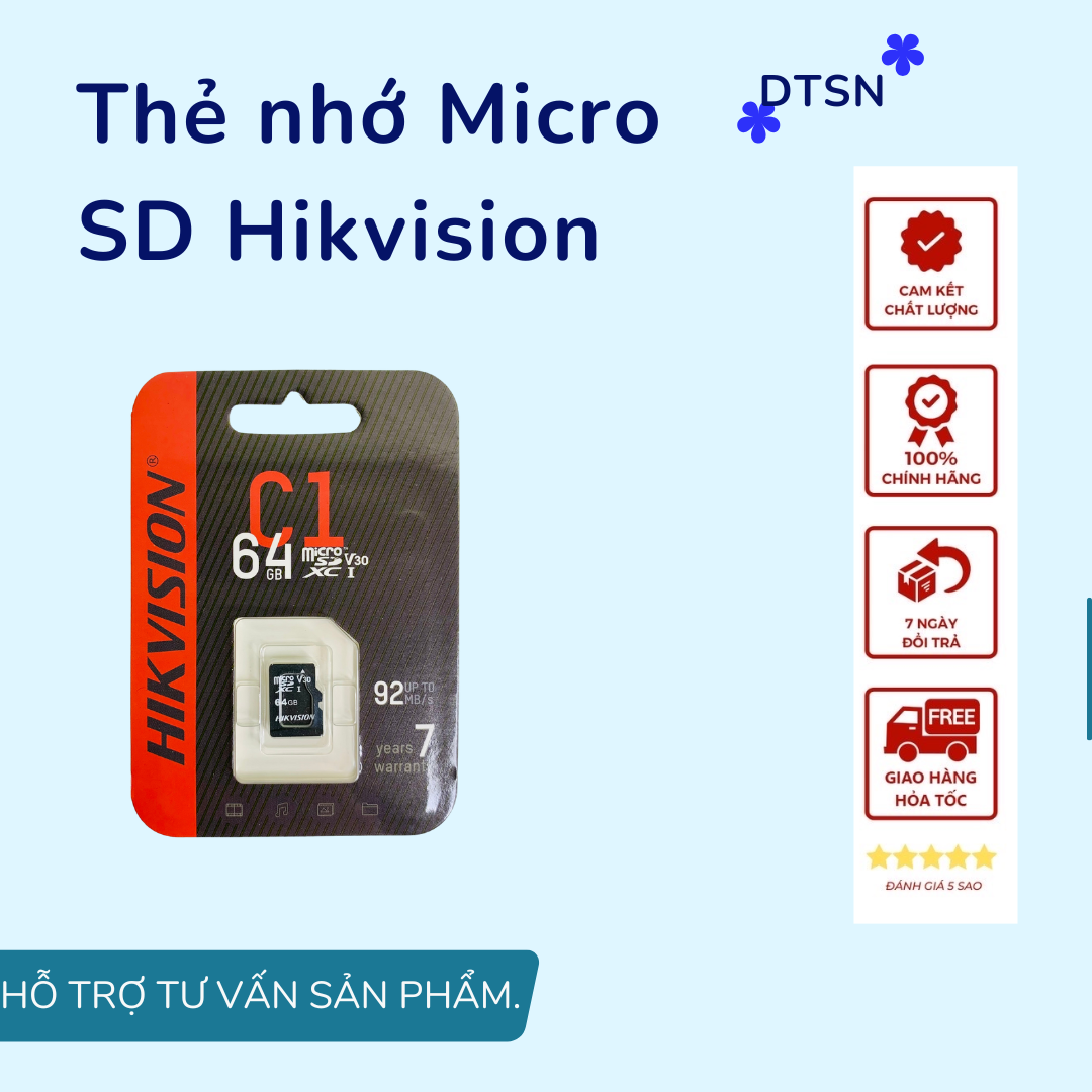 Thẻ nhớ Micro SD Hikvision/HS-TF-C1 dung lượng 64G Class 10 hàng chính hãng Nhà An Toàn