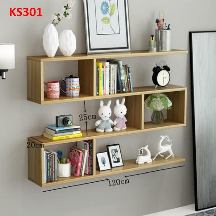 Kệ sách, kệ trang trí, kệ treo tường bằng gỗ MDF KS301