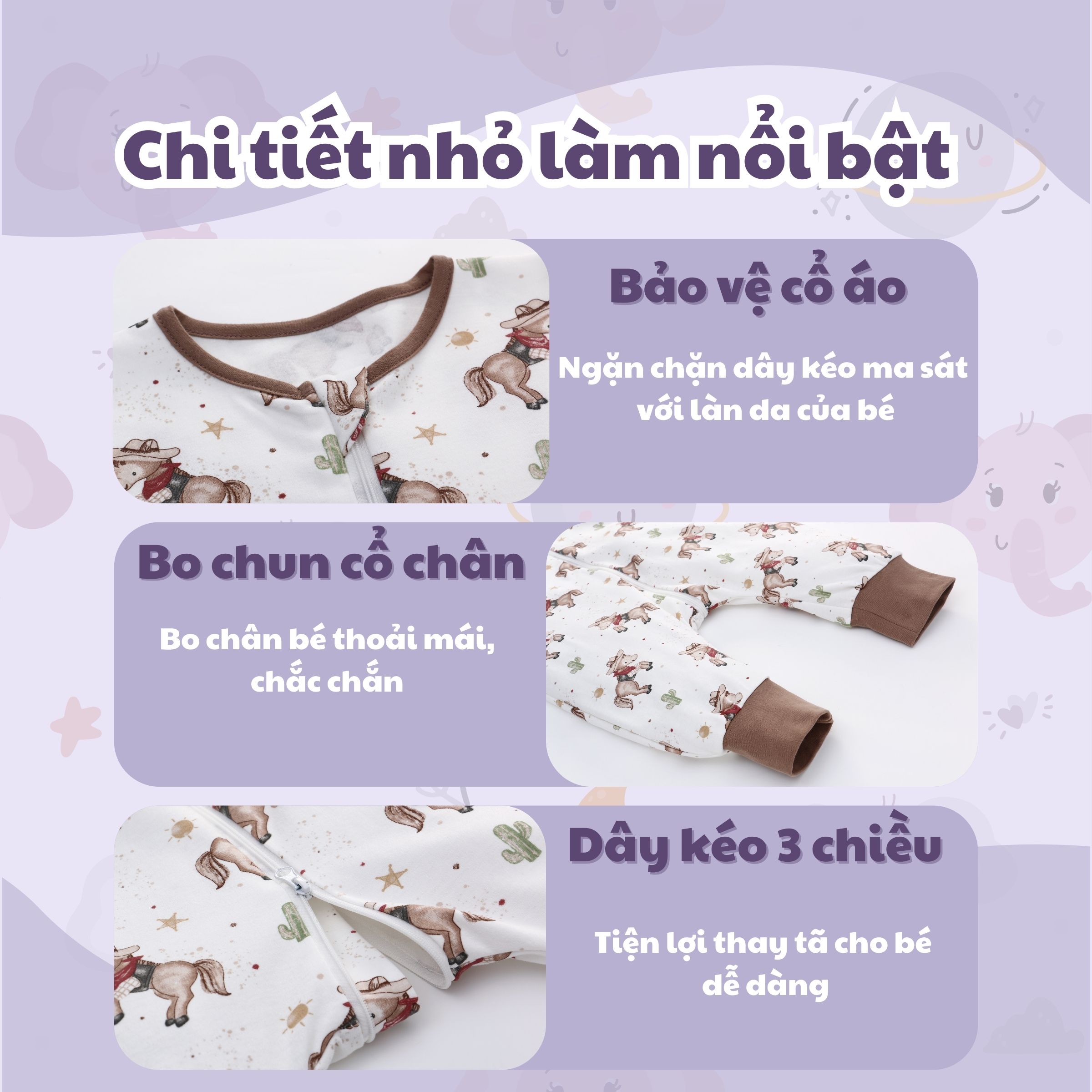 Túi ngủ quần chất liệu Cotton bản cải tiến mới co giãn tốt, thoải mái, hạn chế giật mình cho bé khi ngủ_Miracle Baby