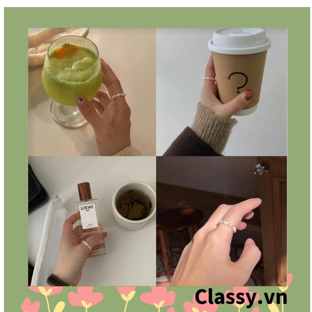 Nhẫn bằng nhựa Classy có đính hạt cườm nhiều màu dành cho nữ Classy PK1225