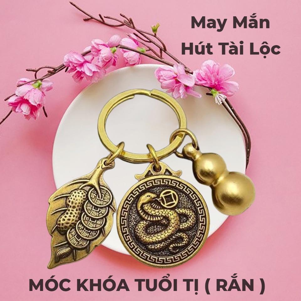 Móc Treo Chìa Khóa Phong Thủy 12 Con Giáp TUỔI TỴ - CON RẮN Bằng Đồng Thau - AnNhien