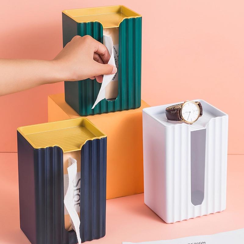 Hộp Đựng Khăn Giấy Gắn Tường Bằng Nhựa Không Cần Đục Lỗ Chống Bụi Màu Sắc Sáng Tạo