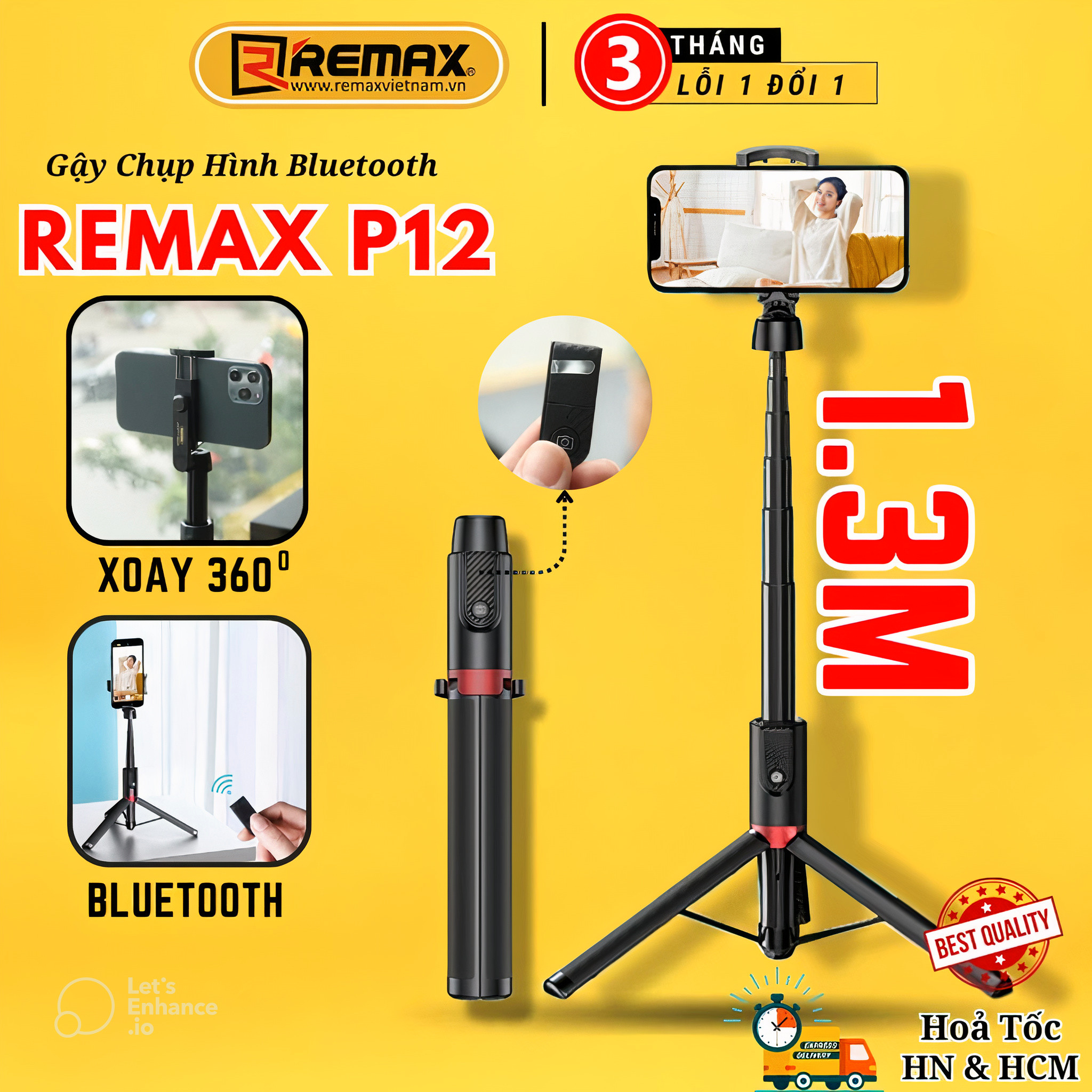 Gậy selfie Bluetooth Tripod Remax P12 Gậy livestream , quay tiktok ,quay video, chụp ảnh loại XỊN - Hàng Chính Hãng Remax Bảo Hành 3 Tháng Lỗi 1 Đổi 1