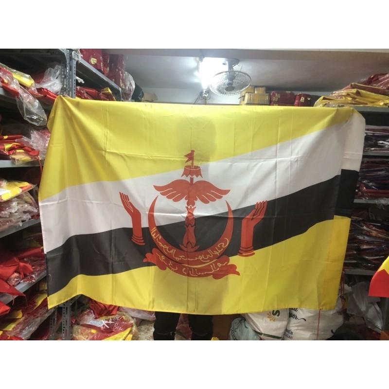 Quốc kỳ Brunei in thẩm thấu 1 lớp vải 1x1,5m