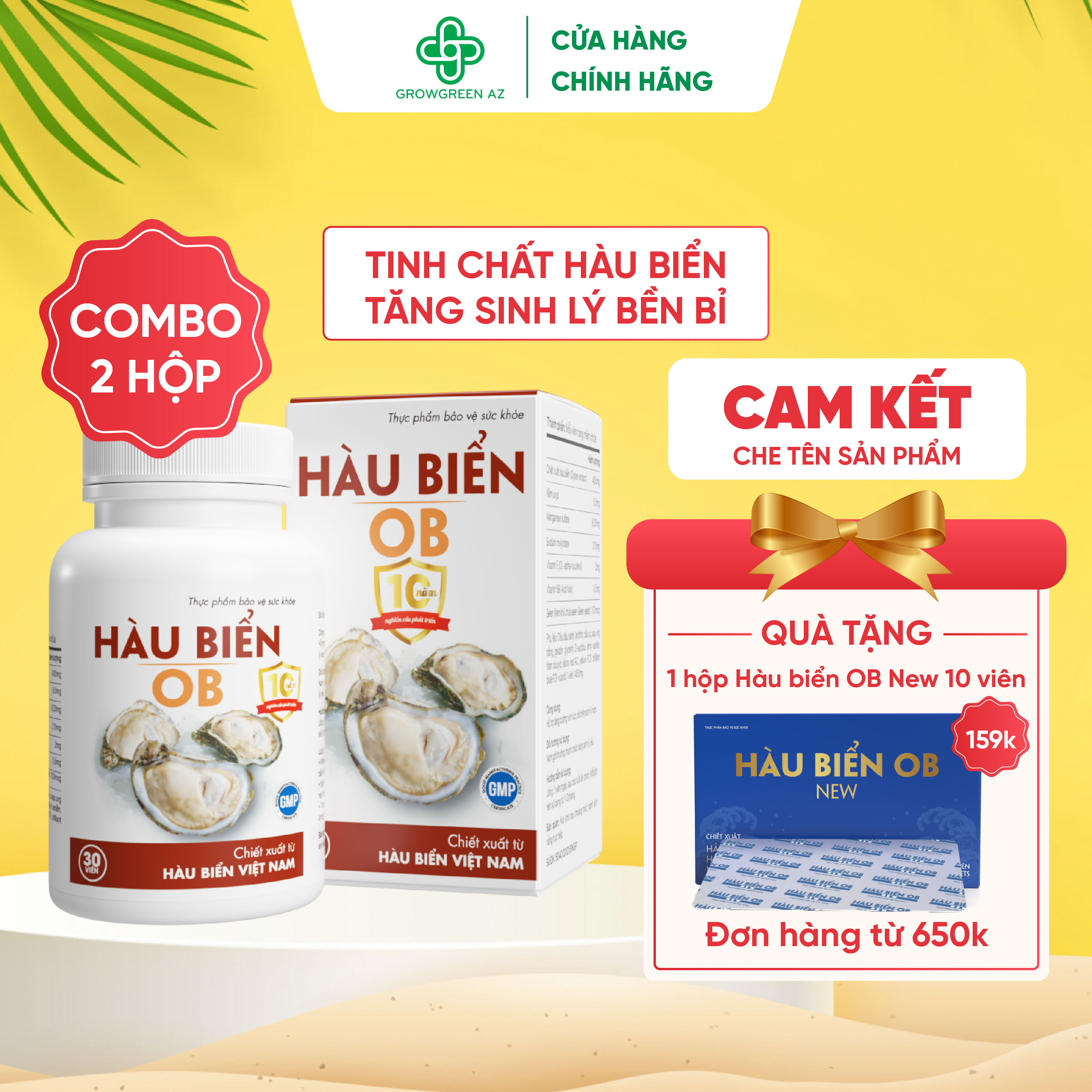 [COMBO 2 HỘP] Thực phẩm bảo vệ sức khỏe Hàu Biển OB - tăng cường sinh lực, bền sinh lý - 2 hộp x 30 viên