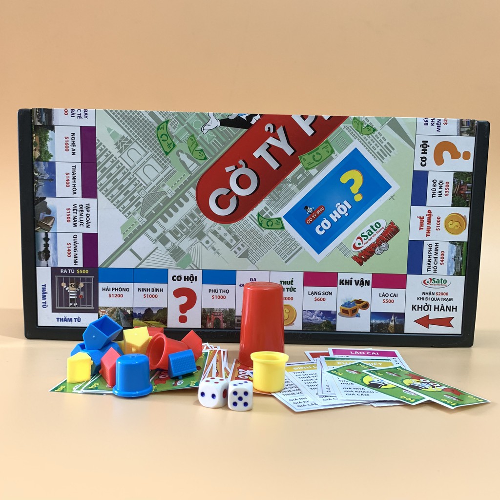 Cờ tỷ phú Monopoly cao cấp bản Việt Nam cải tiến - Boardgame cờ tỷ phú vui nhộn kích thước 31x31 và 42x42 - Hàng chính hãng D Danido