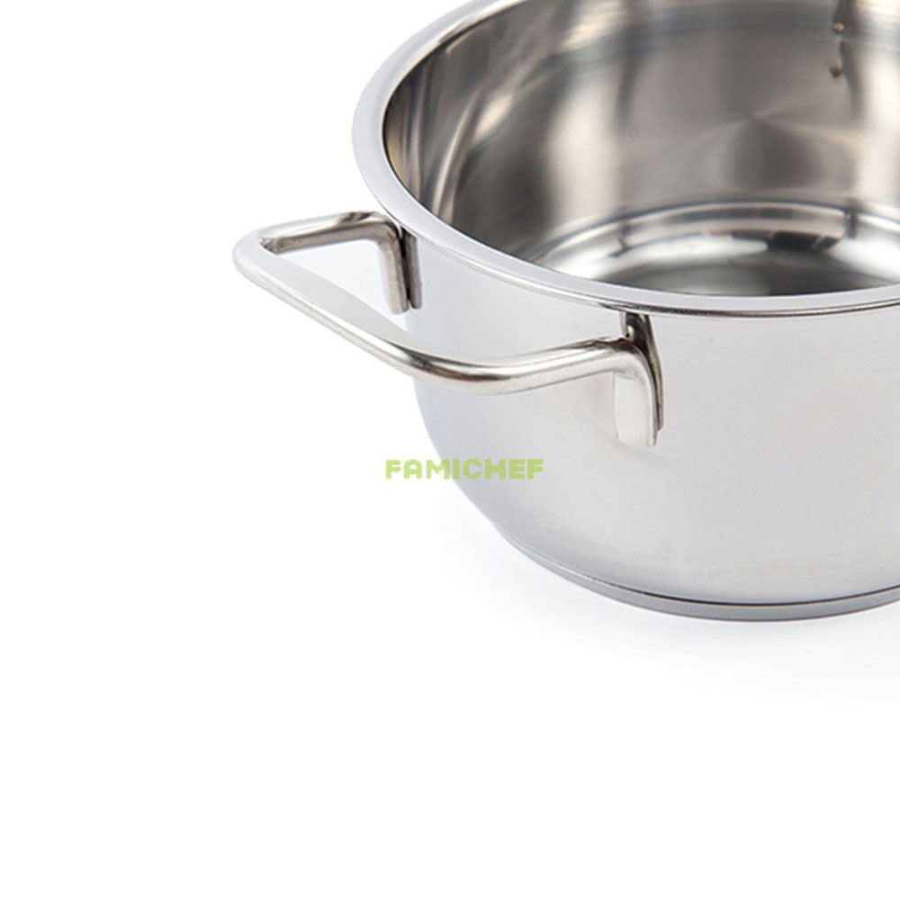 Nồi inox 3 đáy nắp kính FiveStar FSN16001 16cm