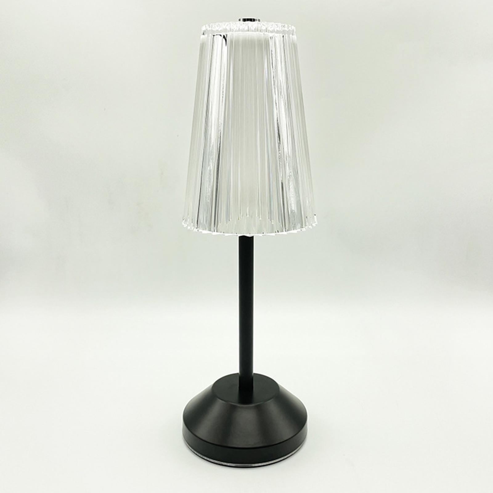 Crystal Table Lamp w/ USB Charging Ports, Night Light Black Base