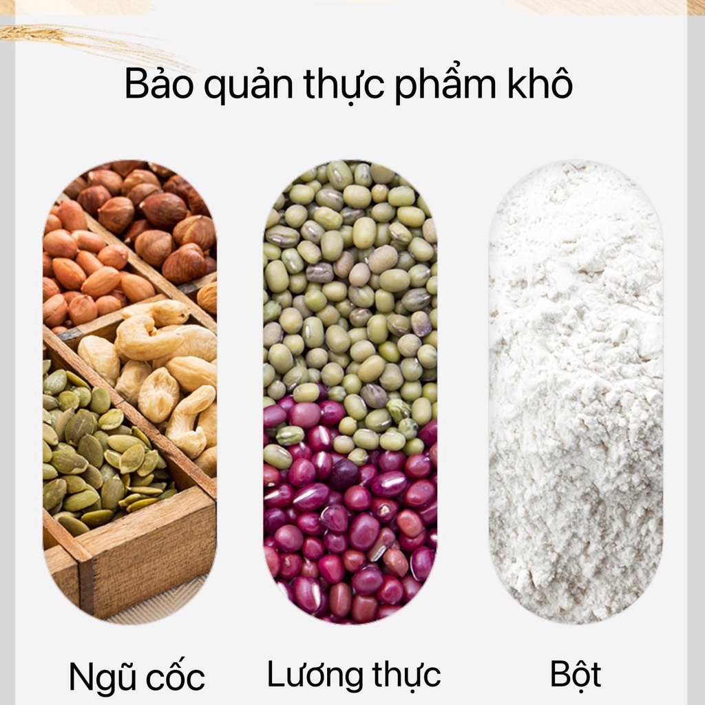 Thùng đựng gạo cao cấp 5kg &amp; 10kg - thùng đựng gạo,ngũ cốc nắp đậy thông minh chất liệu ABS &amp; PP an toàn, chống nước, chống ẩm mốc mối mọt, côn trùng kèm cốc đong gạo