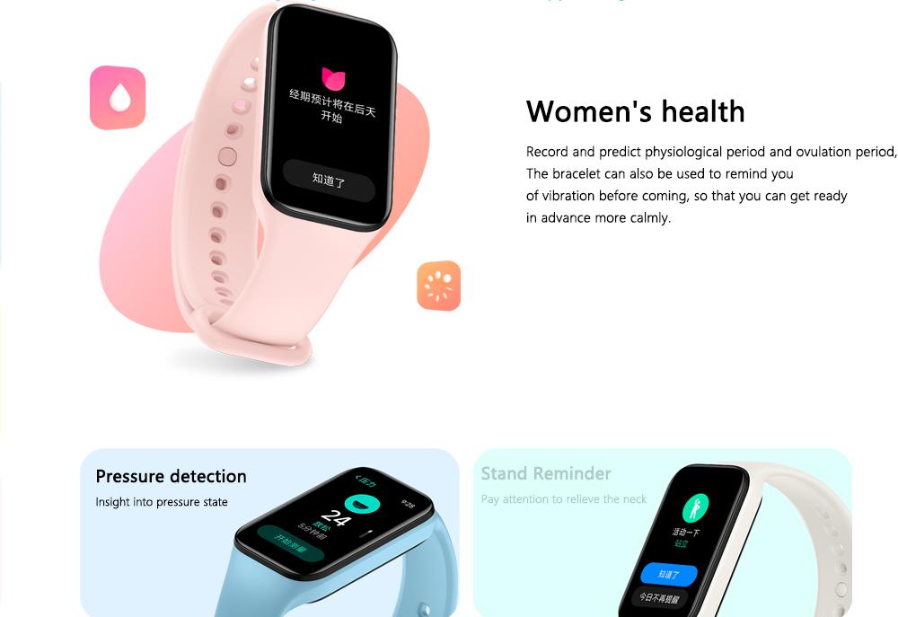Phiên bản toàn cầu Vòng đeo tay thông minh Xiaomi Redmi Band 2 Màn hình lớn 1.47'' Oxy trong máu Nhịp tim Sức khỏe phụ nữ Bluetooth 5.1 Màu sắc: Cáp GL White n