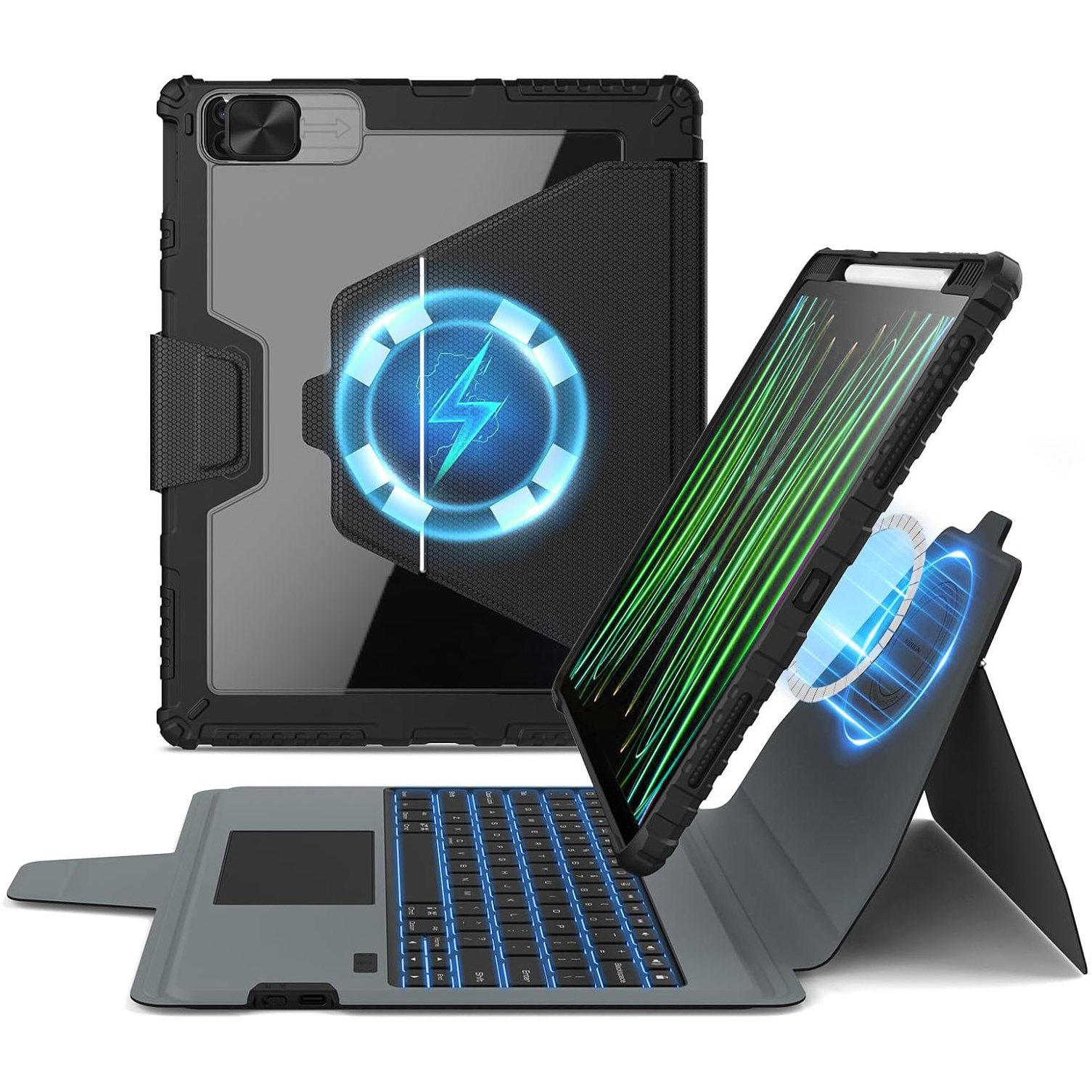 Bao Da Kèm Bàn Phím cho iPad Pro 11 &amp; iPad Pro 12.9 2020/2021/2022 / iPad Air 5/4 Nillkin Bumper Link Combo Case Keyboard - Hàng Chính Hãng