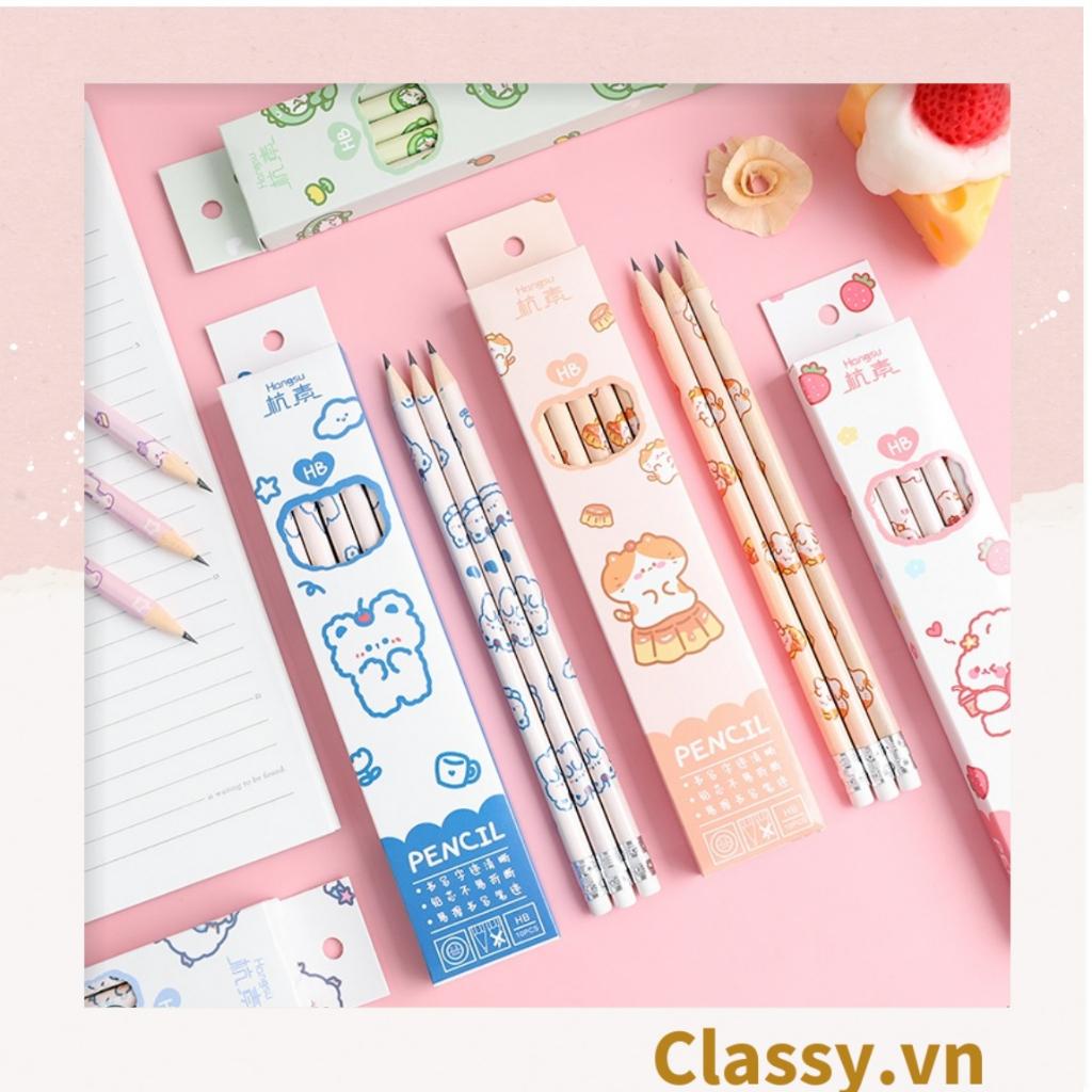 Bộ 06 bút chì HB Classy nhiều màu tùy chọn cho học sinh/sinh viên; dùng viết lên sổ lưu bút, quà tặng, thiệp PK724