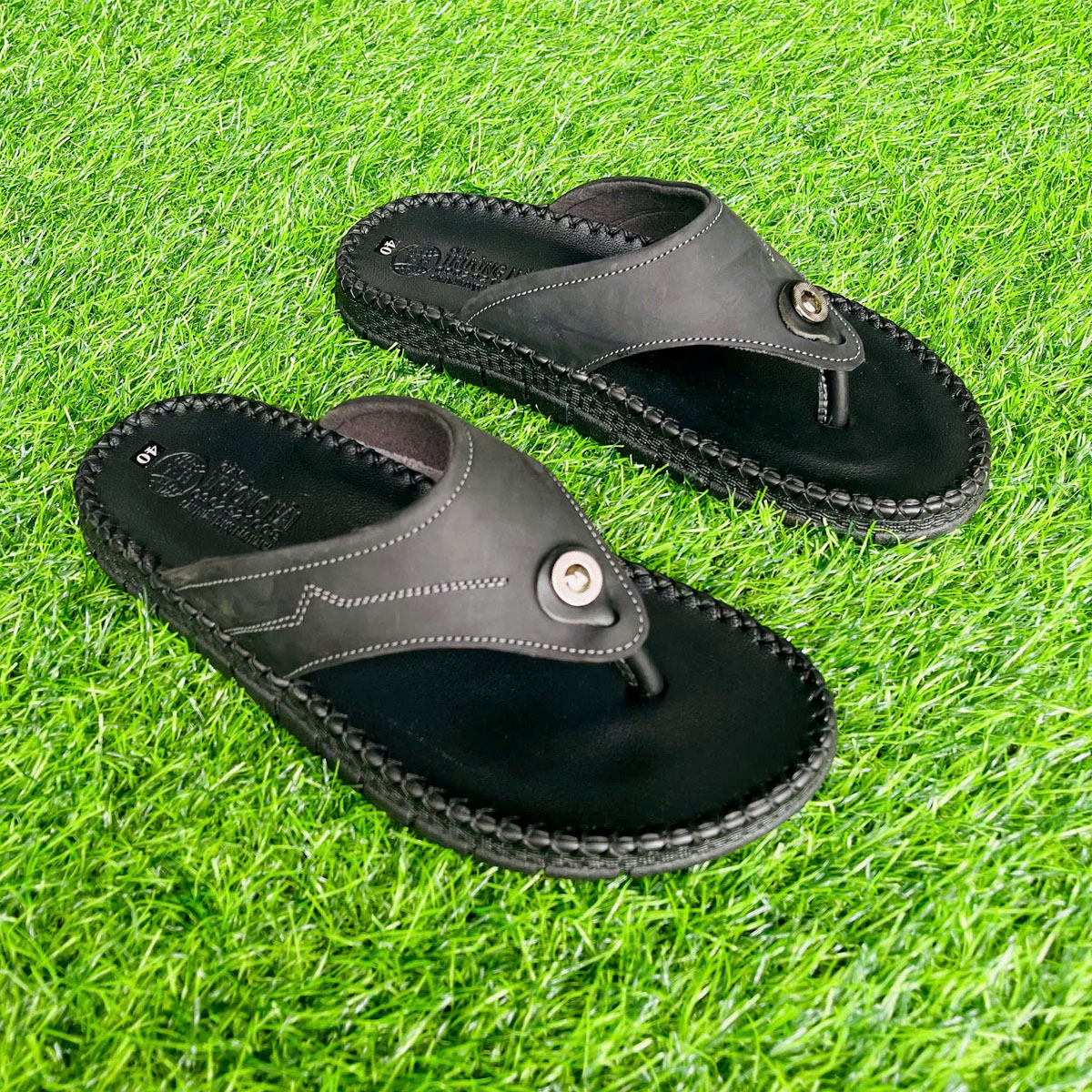 Dép nam xỏ ngón Trường Hải đế doctor cao 2.5cm da bò 2 màu đen, vàng XN135