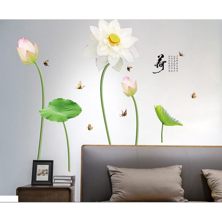 Decal trang trí tường Hoa Sen Trắng dịu dàng