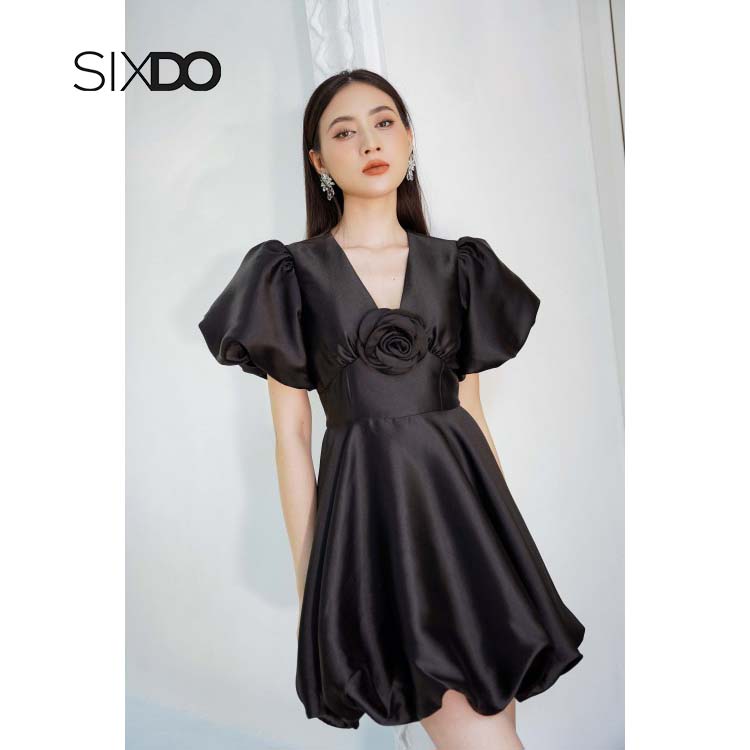 Đầm chuông taffeta tay bồng trẻ trung SIXDO