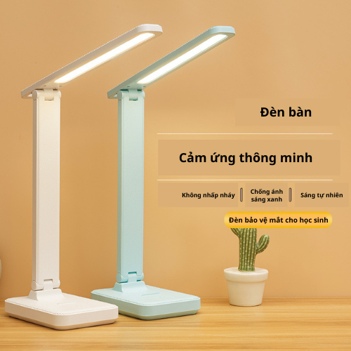 Đèn led chống cận, để bàn học sạc usb có kệ đựng bút hoặc điện thoại hình tròn - Hàng chính hãng