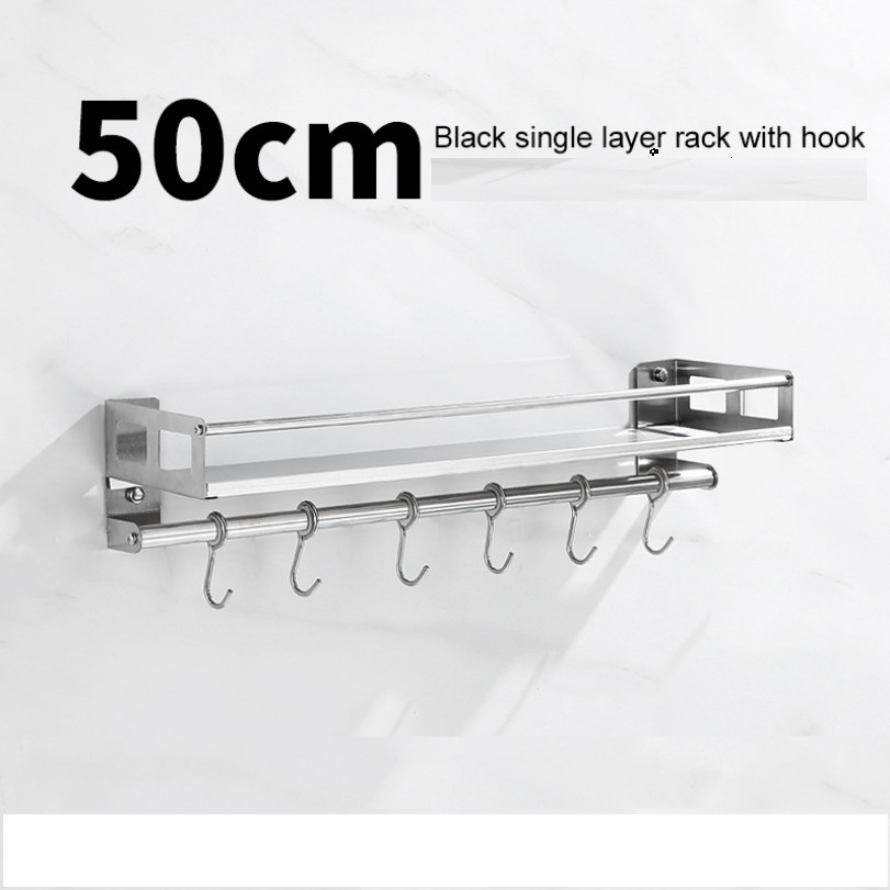 Kệ dán tường đựng gia vị kèm 6 móc (50cm)