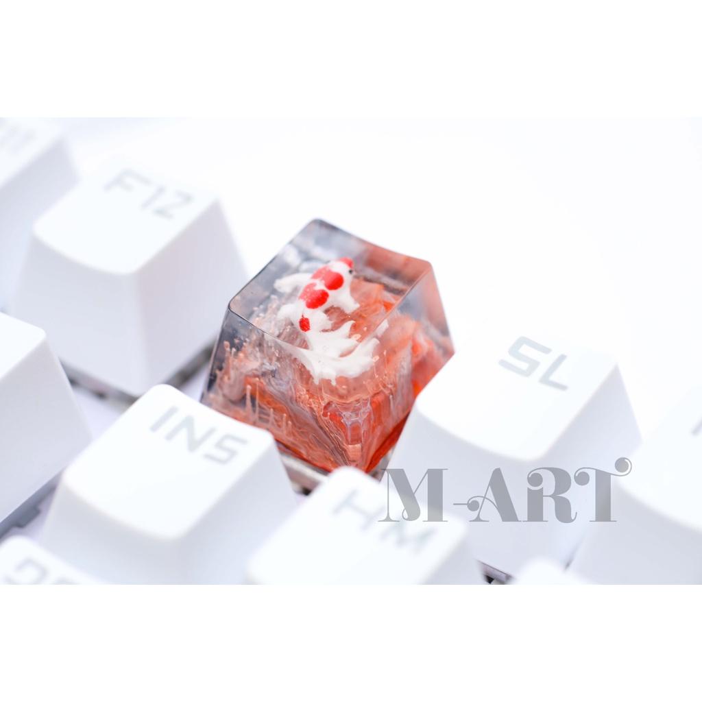 Nút dành cho bàn phím cơ cá koi phối màu san hô tiểu cảnh - Fishes Koi Keycap artisan handmade