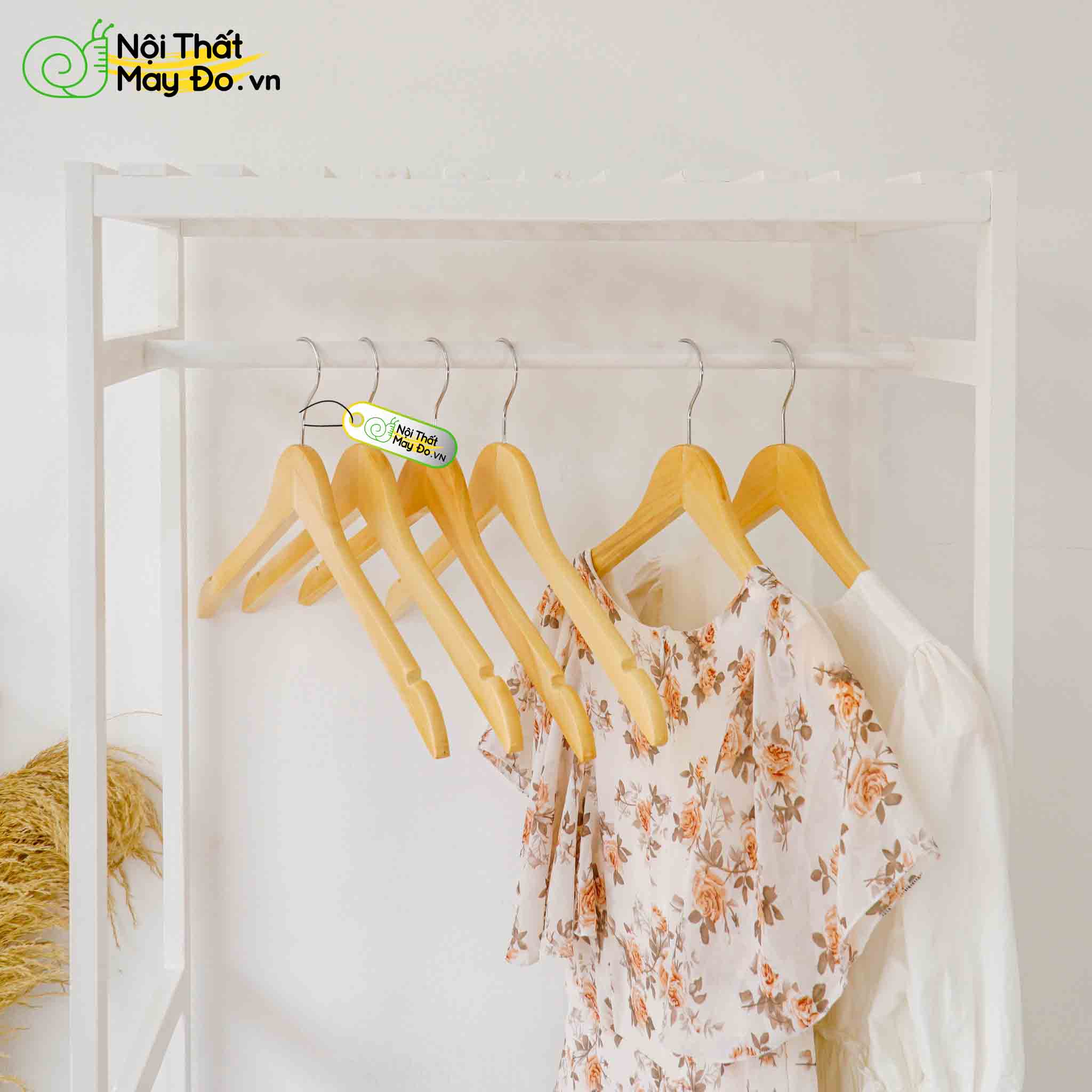 Tủ Treo Quần Áo Tiện Lợi - Shelf Hanger - Thiết Kế 1 Ngăn Gọn Gàng - Khung Gỗ Thông Bền Chắc - Có 2 Màu Sắc Lựa Chọn