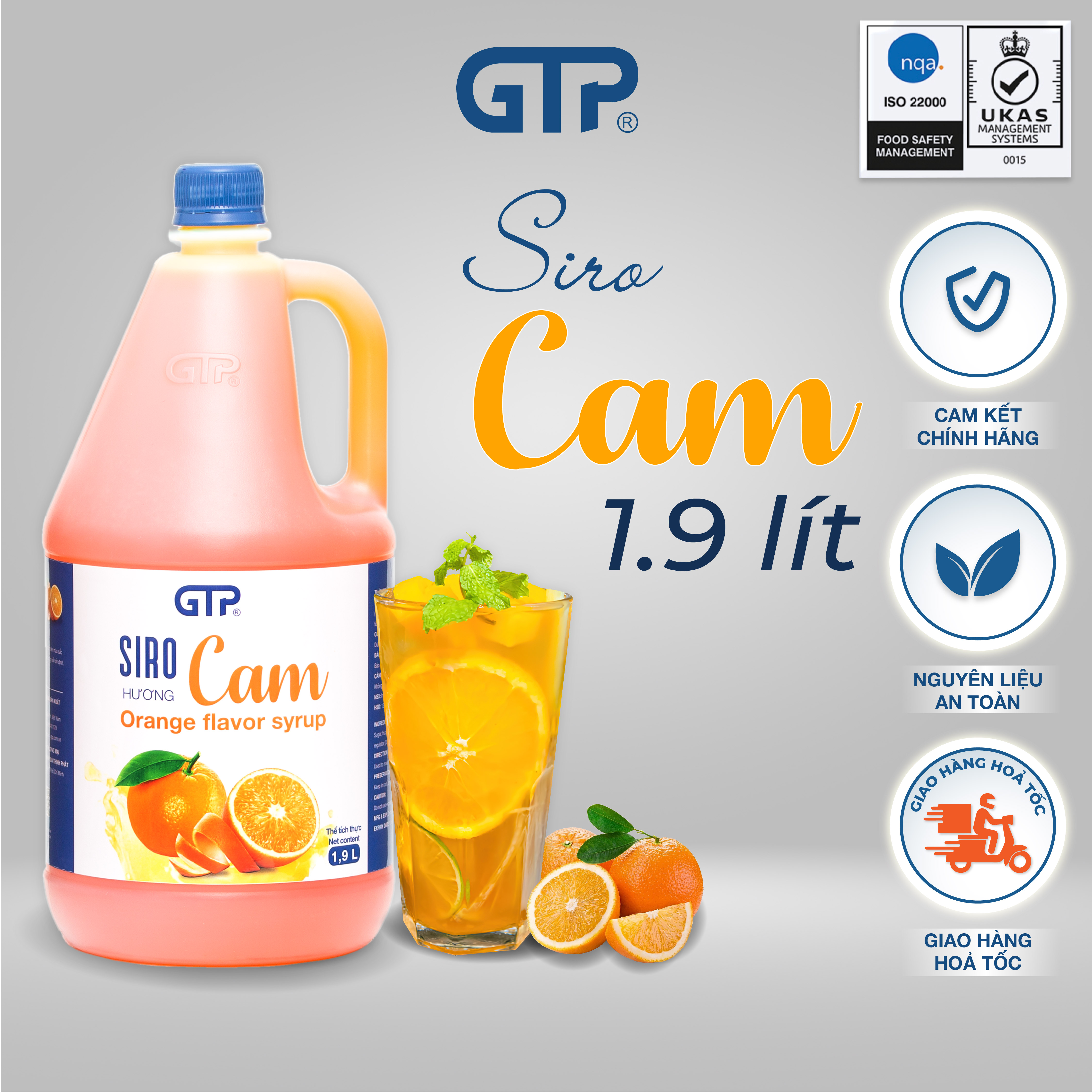 Siro cam GTP - Chuyên dùng pha chế: Trà sữa, Trà trái cây, Cocktail, Mocktail…