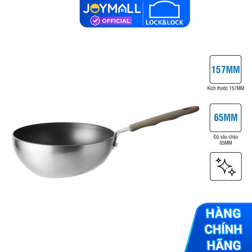 Chảo Wok Lock&amp;Lock Handycook LHD1165 Có Tay Cầm 15.5cm - Màu Xám