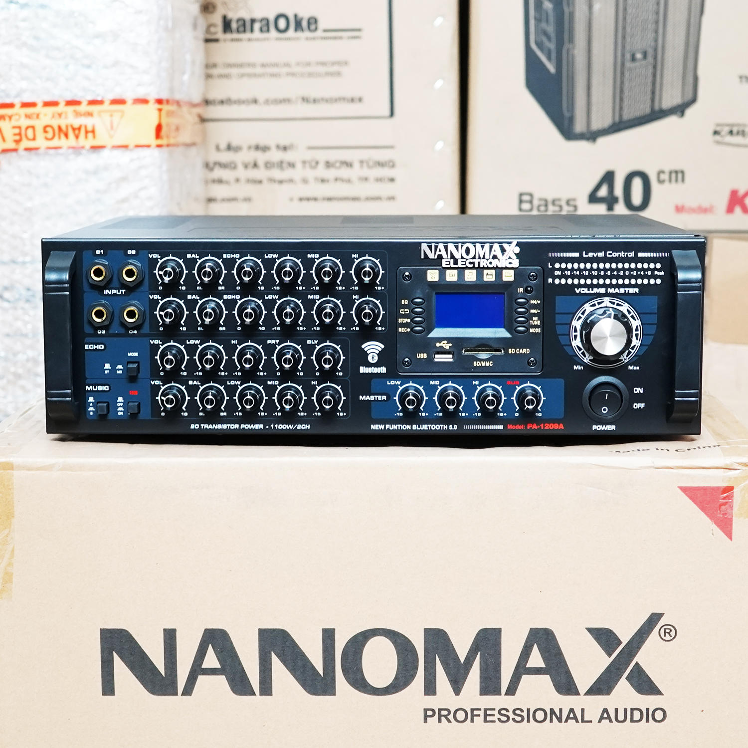 Amply Karaoke 20 Sò Nanomax PA-1209A 1100w Kết Nối Bluetooth Chính Hãng Chất Lượng Cao Hàng Chính Hãng