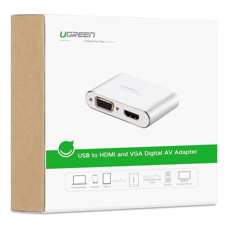 Bộ chuyển đổi đa năng UGREEN US228 Lightning, Micro USB, Type-C sang HDMI và VGA- Hàng chính hãng