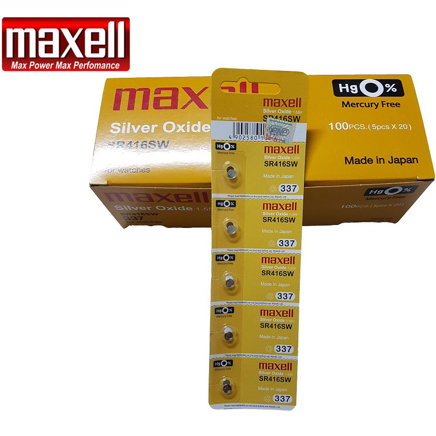 Pin đồng hồ chính hãng Maxell 337 / SR416SW / V337 dành cho đồng hồ, tai nghe, thiết bị điện tử