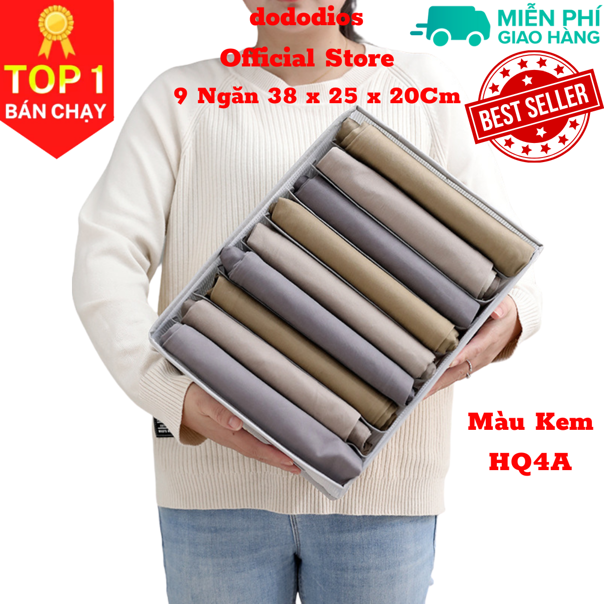 Combo2 Hộp vải chia 7, 9, 11, 12 ngăn đựng quần áo đồ lót đa năng túi đựng quần jean áo len thun thu đông gấp gọn tiện lợi