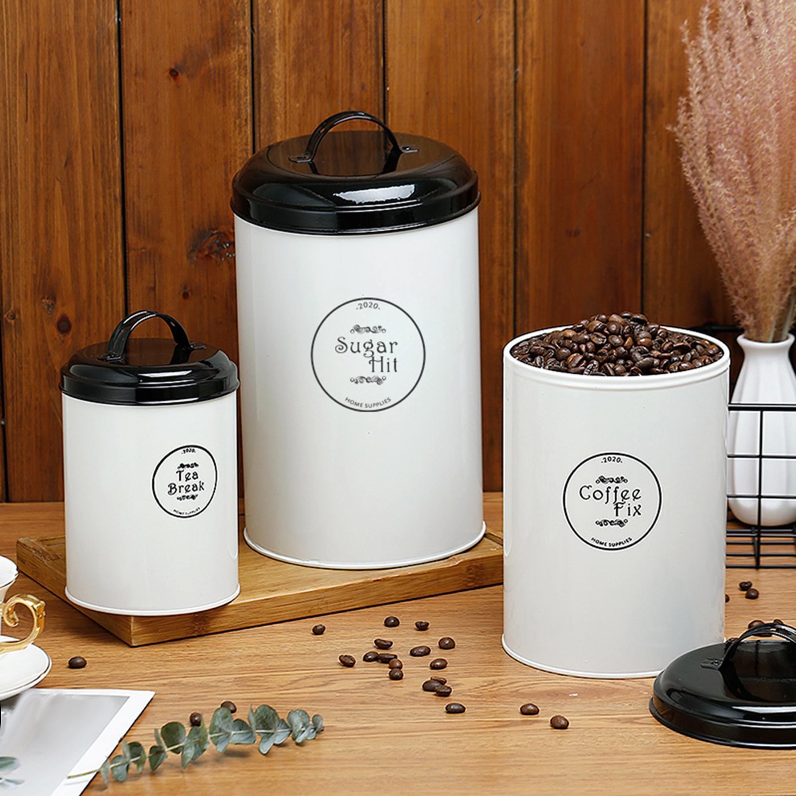 3x Storage Jars Sugar Coffee Tea Organizer Nordic for Office Kitchen Bedroom