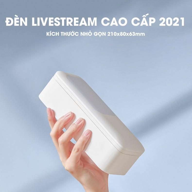 Đèn Livestream cao cấp 2021 bán hàng mini 3 trong 1, để bàn, gấp gọn, pin rời
