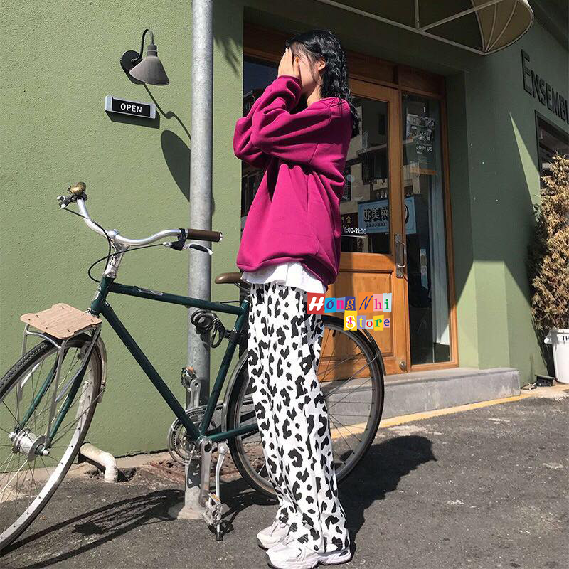 Quần Hoạt Hình Dài Ống Rộng Báo Trắng Cartoon Pant Oversize Ulzzang Unisex - MM