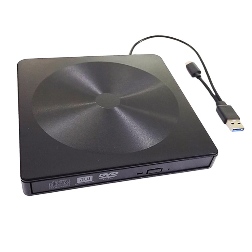 External USB CD Burner Writer DVD ROM Drive Player Black for PC &
