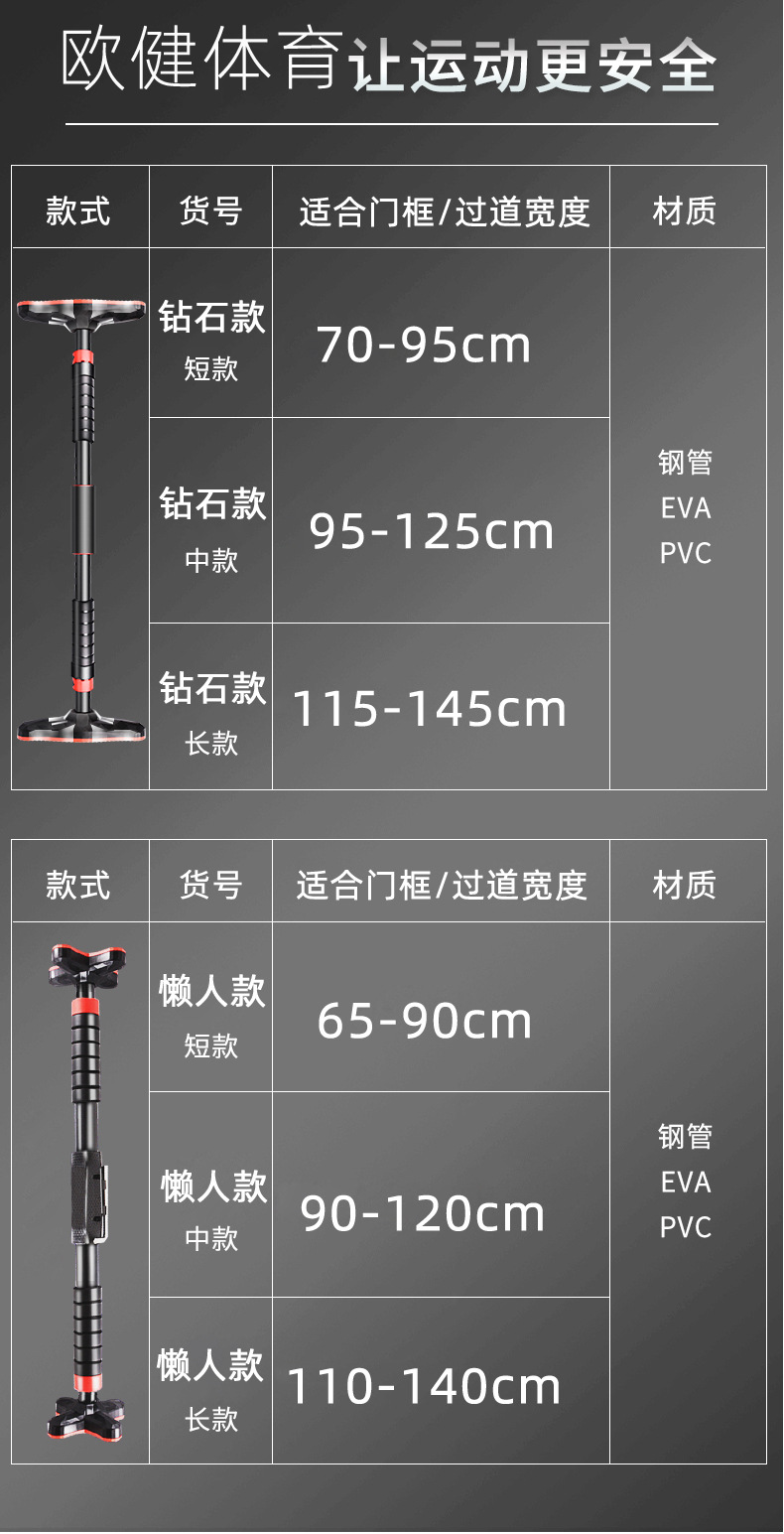 Thanh xà gắn cửa chất liệu thép đặc chịu lực - Mẫu thanh xà chân vịt - Có thể điều chỉnh độ dài thanh thép vừa kích thước cửa phòng của bạn