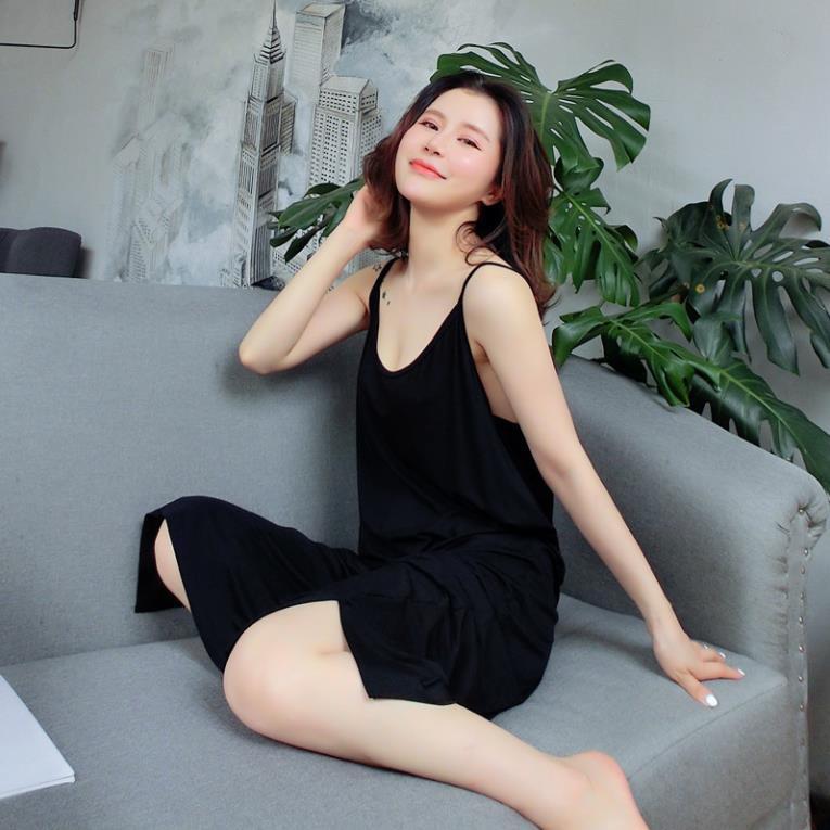 Váy ngủ 2 dây thun cotton trơn siêu mát mềm min Mys hitshop Fashion