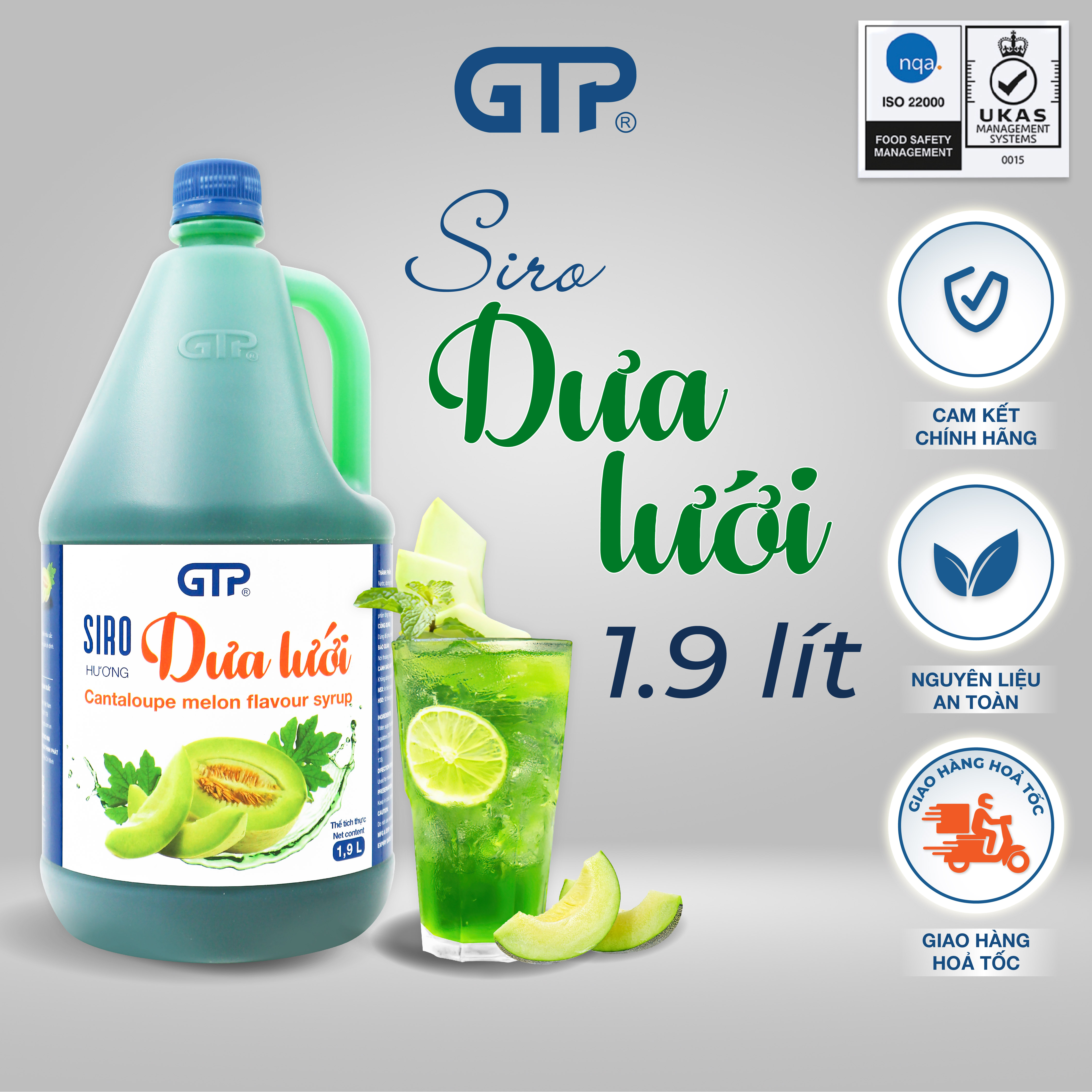 Siro Dưa lưới GTP - Chuyên dùng với nhiều đồ uống: Trà sữa, Trà trái cây, Cocktail, Mocktail… 