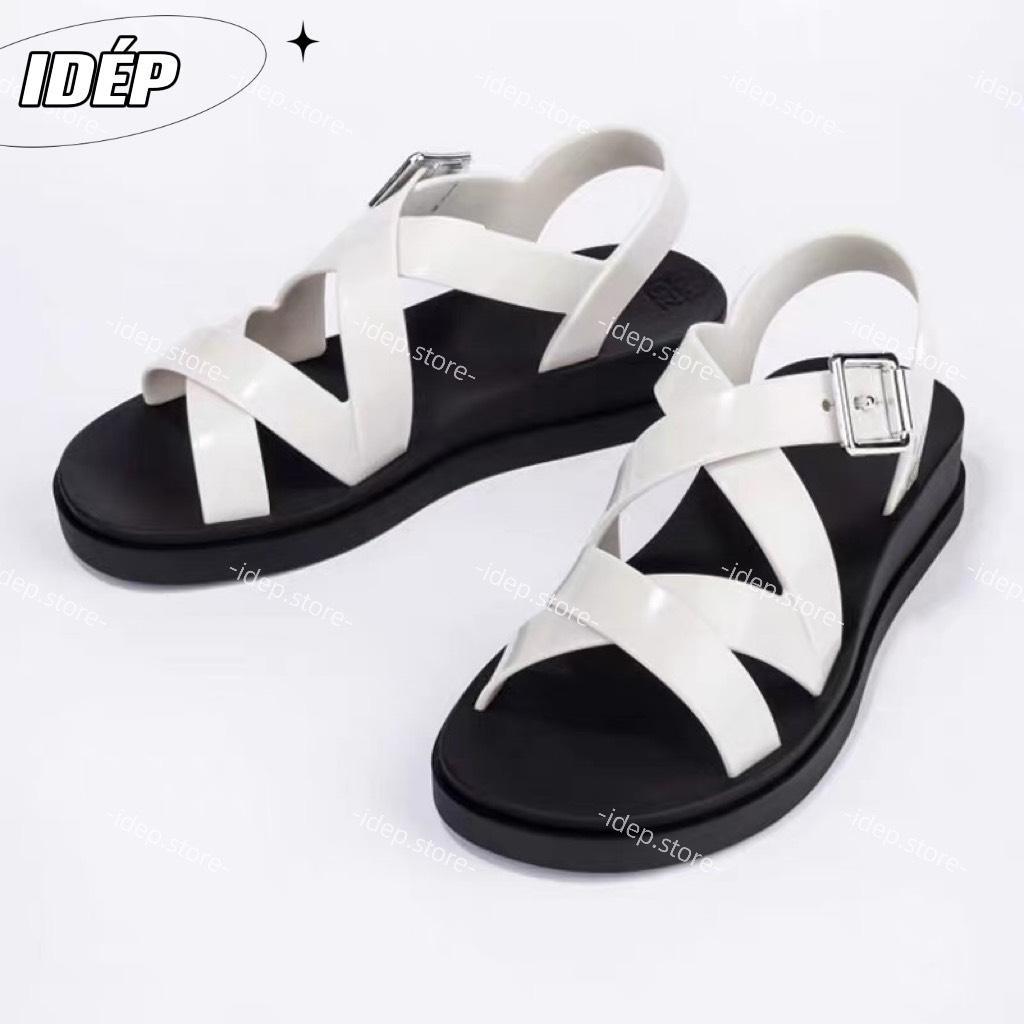 Giày sandal nữ 2 quai chéo nhựa dẻo đế cao su êm chân đi mưa đi học chống trơn trượt iDÉP- GL082