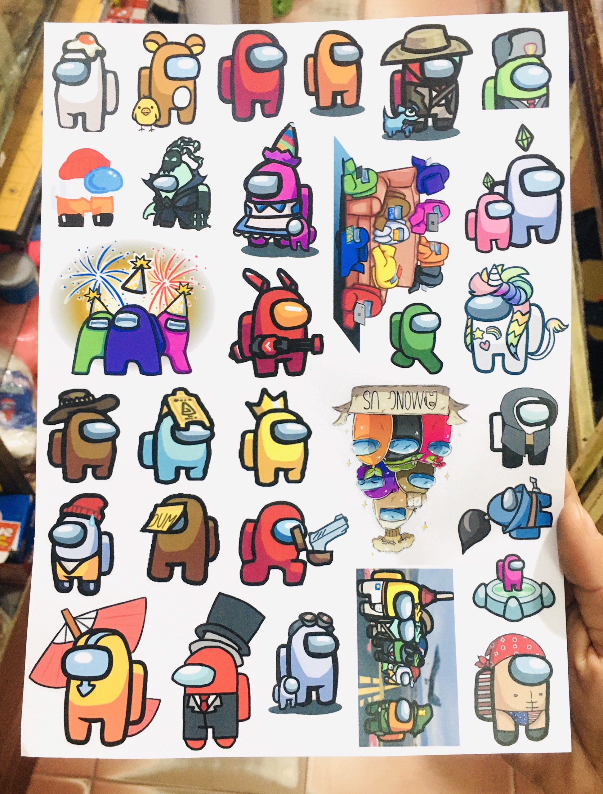 Sticker Among Us set 95 ảnh decal hình dán ép lụa