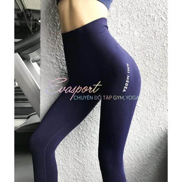 Quần legging cap cao tập gym yoga aerobic nữ AMI MEDEA vải dệt kim co giãn tốt mặc ôm dáng nâng mông tôn vòng 3