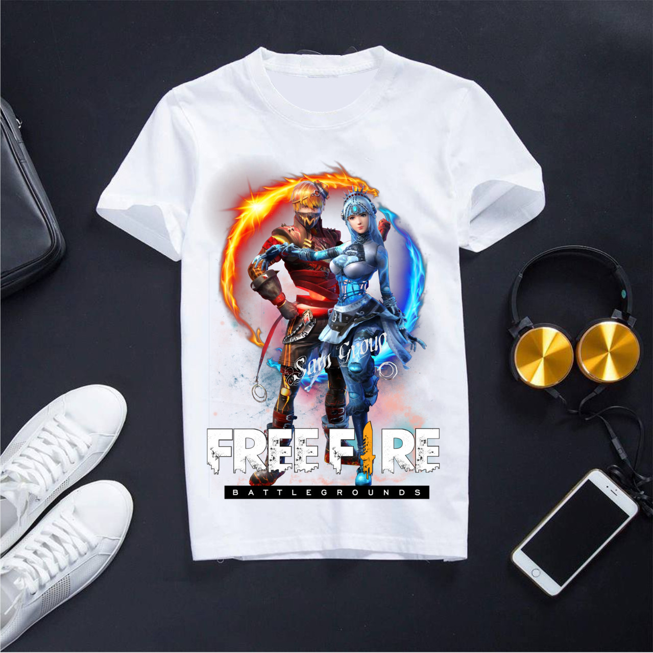 Áo Free Fire Áo thun Free Fire Cổ Tròn Màu Trắng In Hình Búp Bê Dây Cót Chất Liệu Cotton Mềm Mịn Co Dãn Thoải Mái Nam Nữ Đều Mặc Được