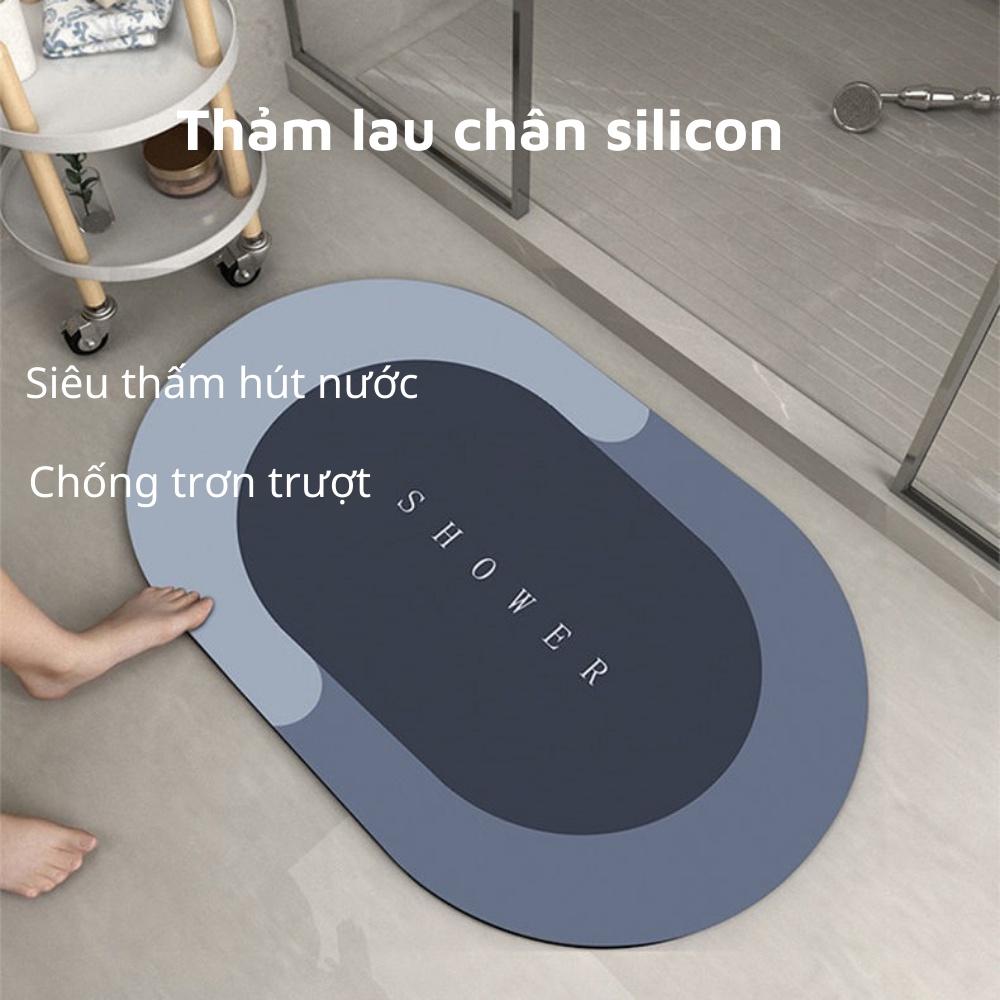 Thảm Lau Chân phòng tắm Silicon SHOUSE siêu thấm hút nước đế cao su chống trơn trượt