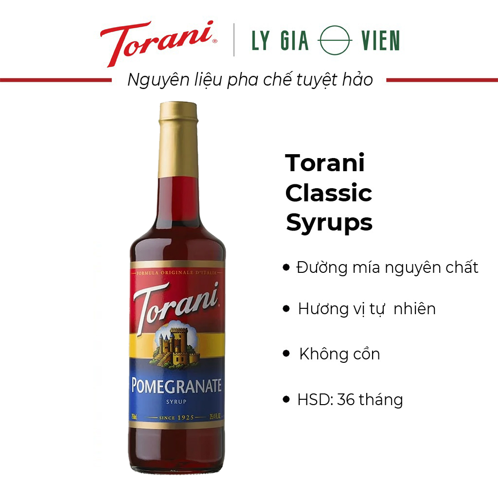 Siro Pha Chế Vị Lựu Torani Pomegranate Syrup 750ml Mỹ