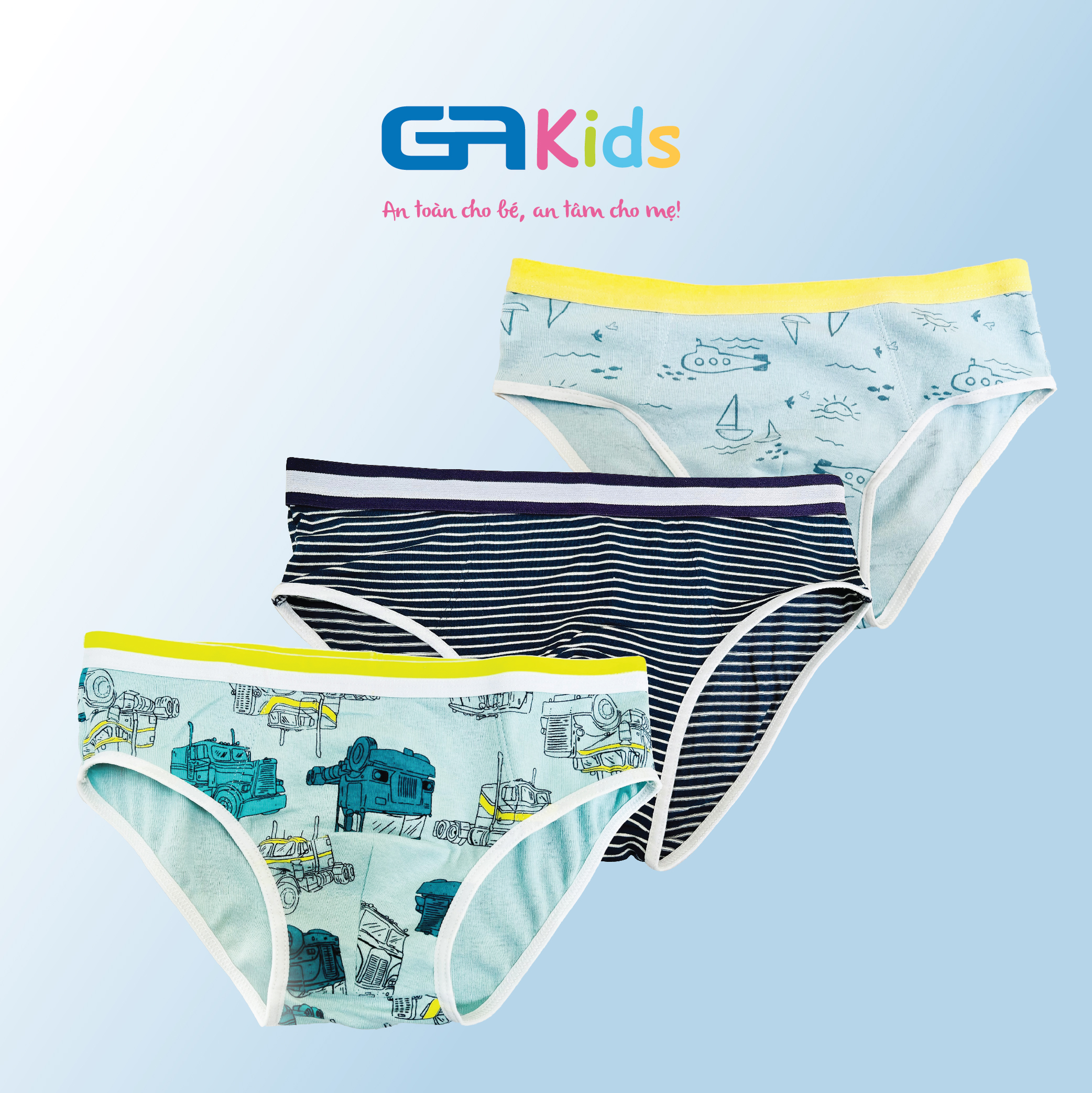 Set 3 Quần Lót Brief Bé Trai GAKIDS - Cotton Cao Cấp
