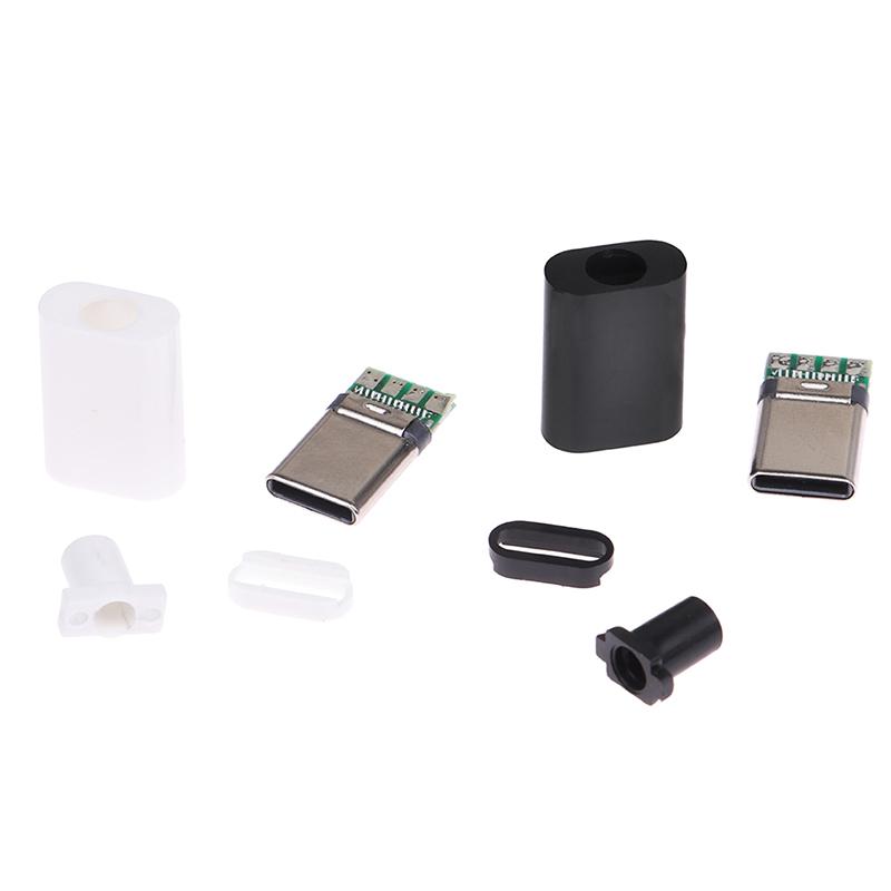 Giắc kết nối Type-C Mirco USB 3.1 Conector Đuôi Nam Cắm Thiết bị đầu cuối điện 4 chân Tipo C Bộ chuyển đổi OTG De Carga Set Điện Màu: đen