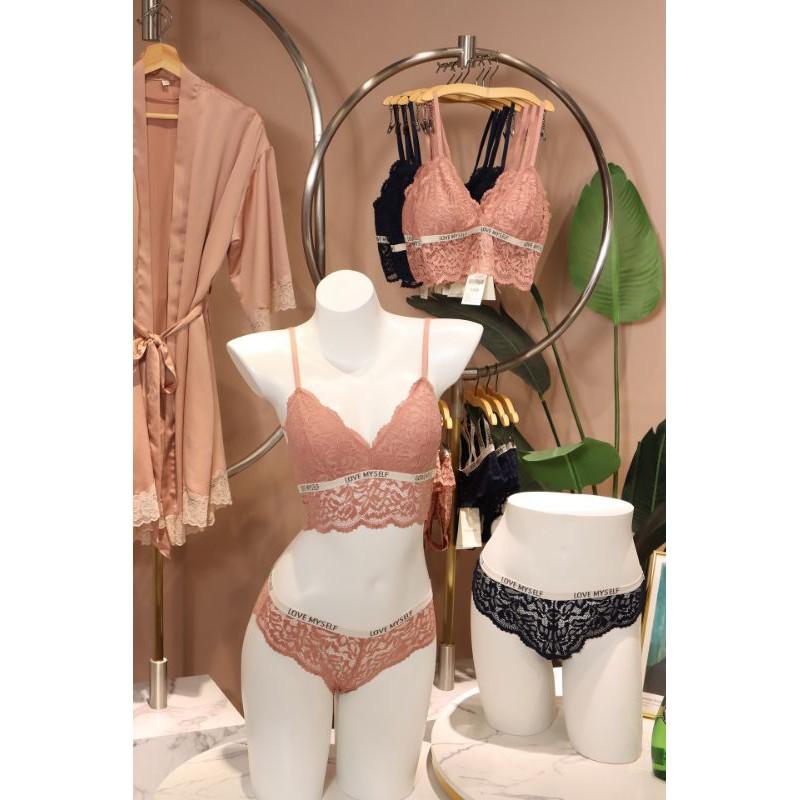Set Bra Ren Lửng 2 Màu Hot Hit Phối Viền Chữ