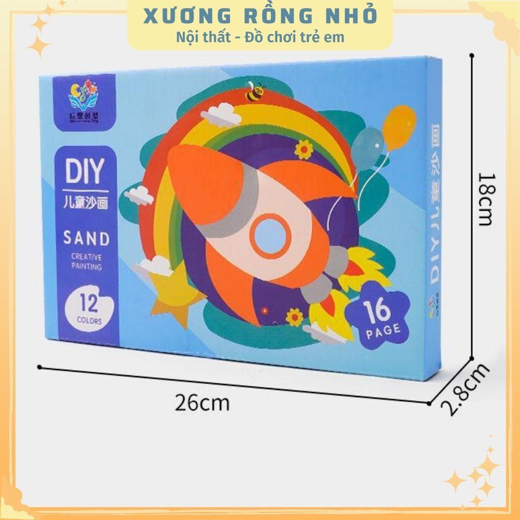 Hộp Tranh Cát 16 tranh tặng kèm 12 màu cát Sand Painting DIY, đồ chơi DIY cho bé sáng tạo